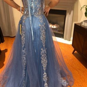Dusty Blue corset back ball gown